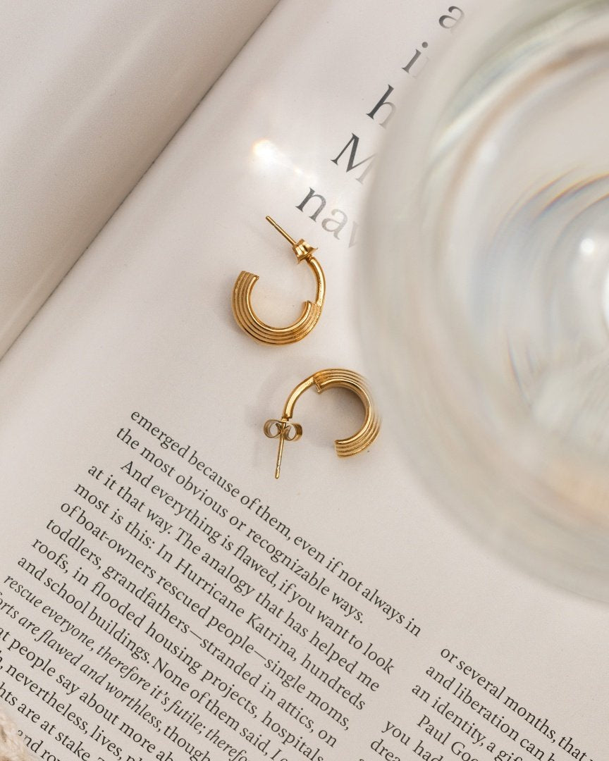 Winding Hoop Studs Oro Rosa