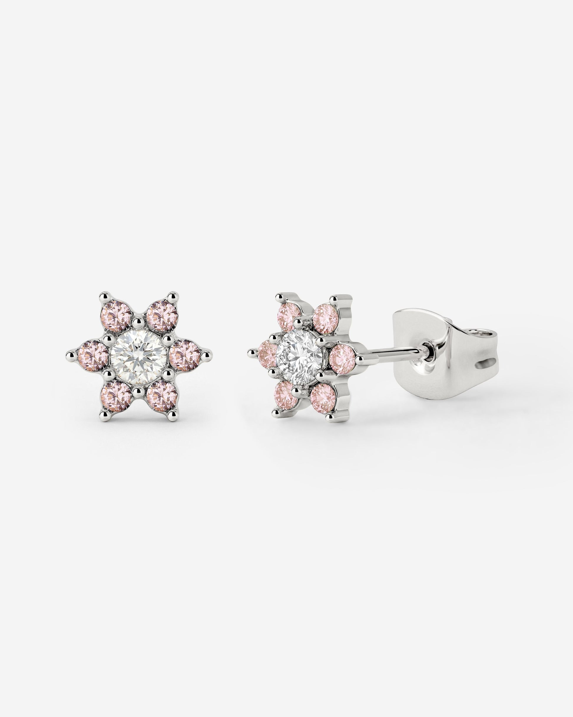 Sparkling Pink Petal Studs Silber