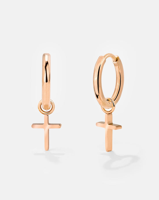 Saints Cross Hoop Set Small Roségold