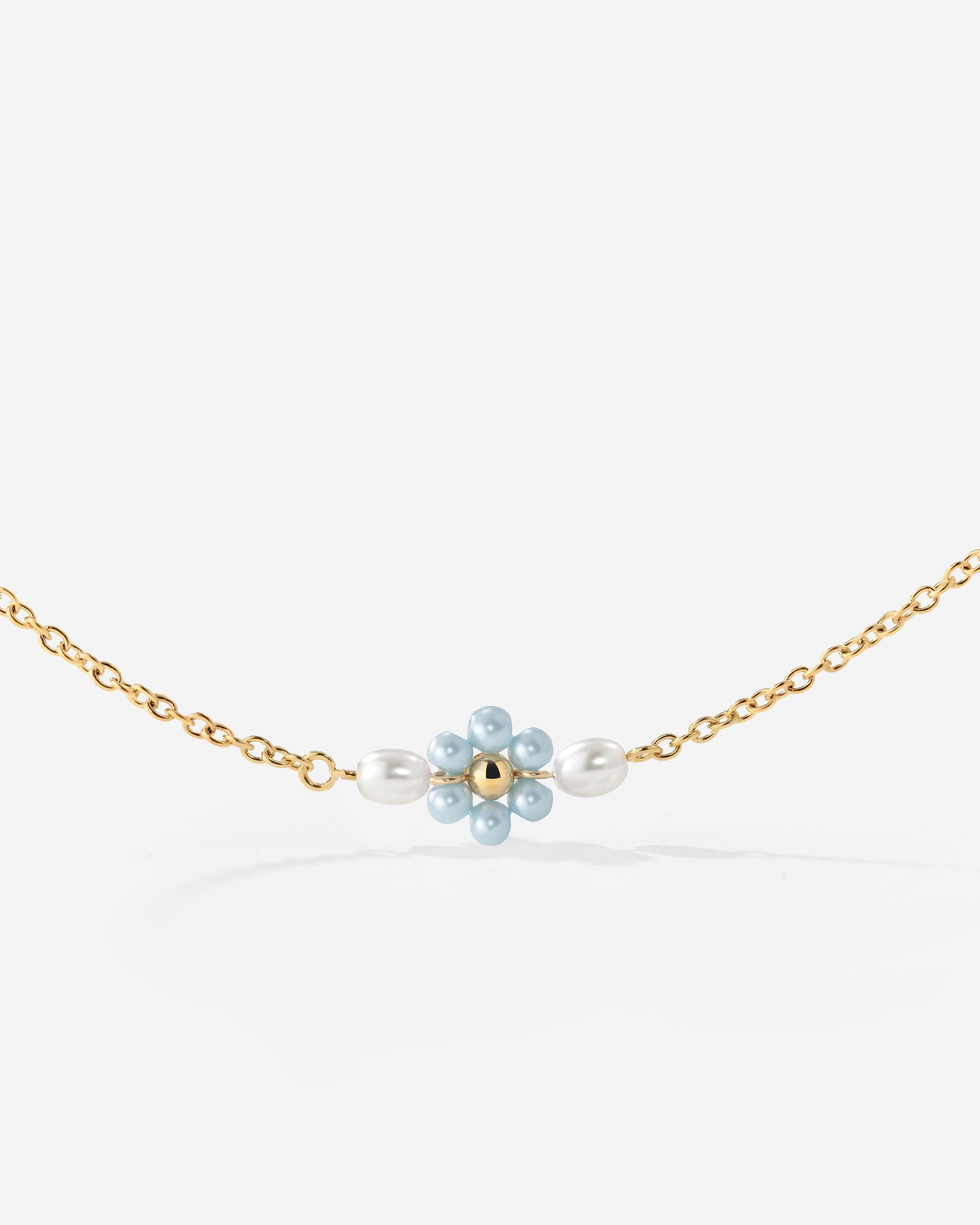 Forever Blue Daisy Necklace Gold