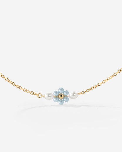 Forever Blue Daisy Necklace Gold
