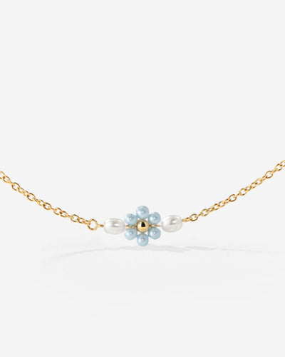 Forever Blue Daisy Necklace Gold
