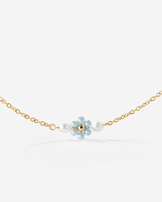 Forever Blue Daisy Necklace Gold