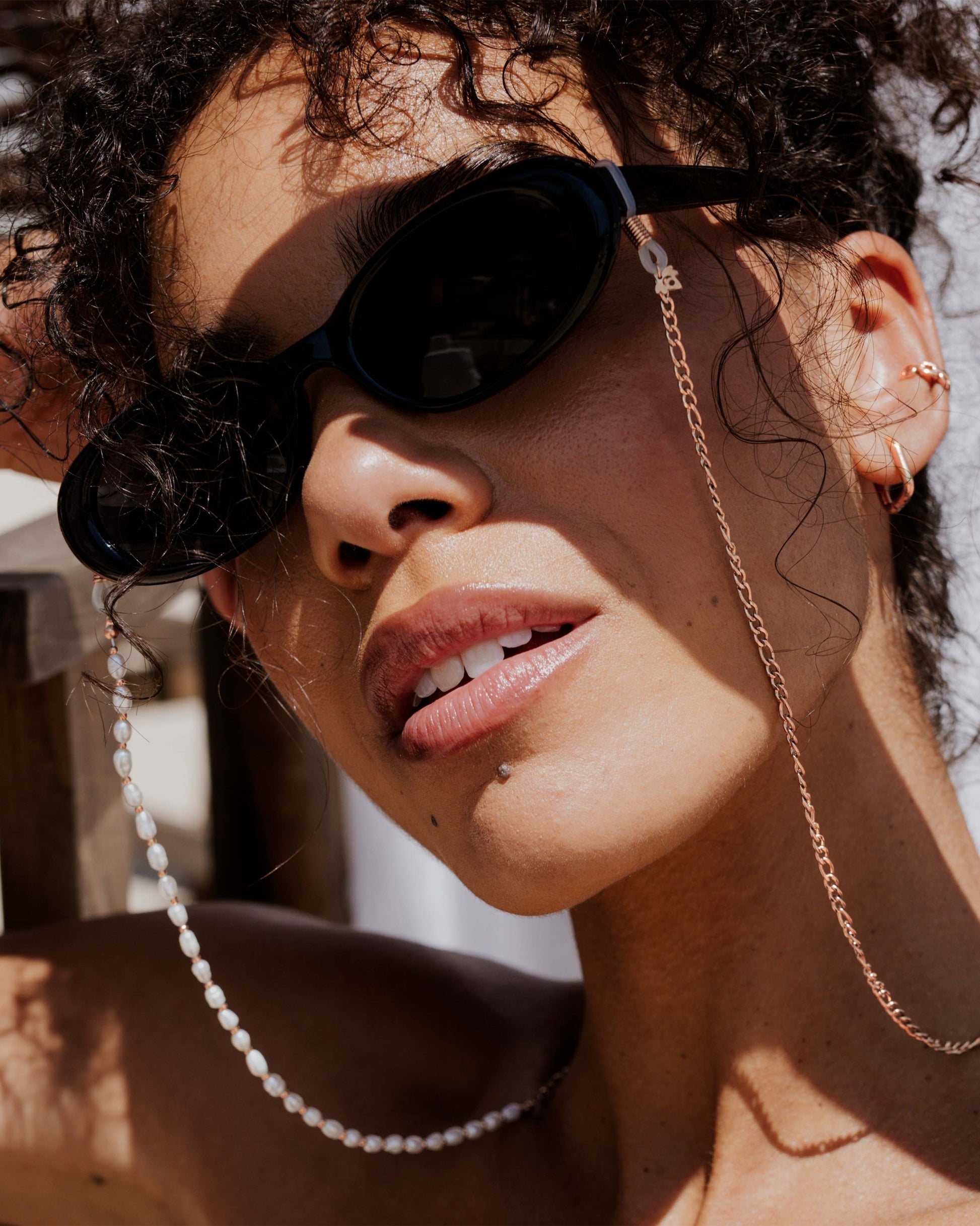 Pearly Sunglasses Chain Roségold