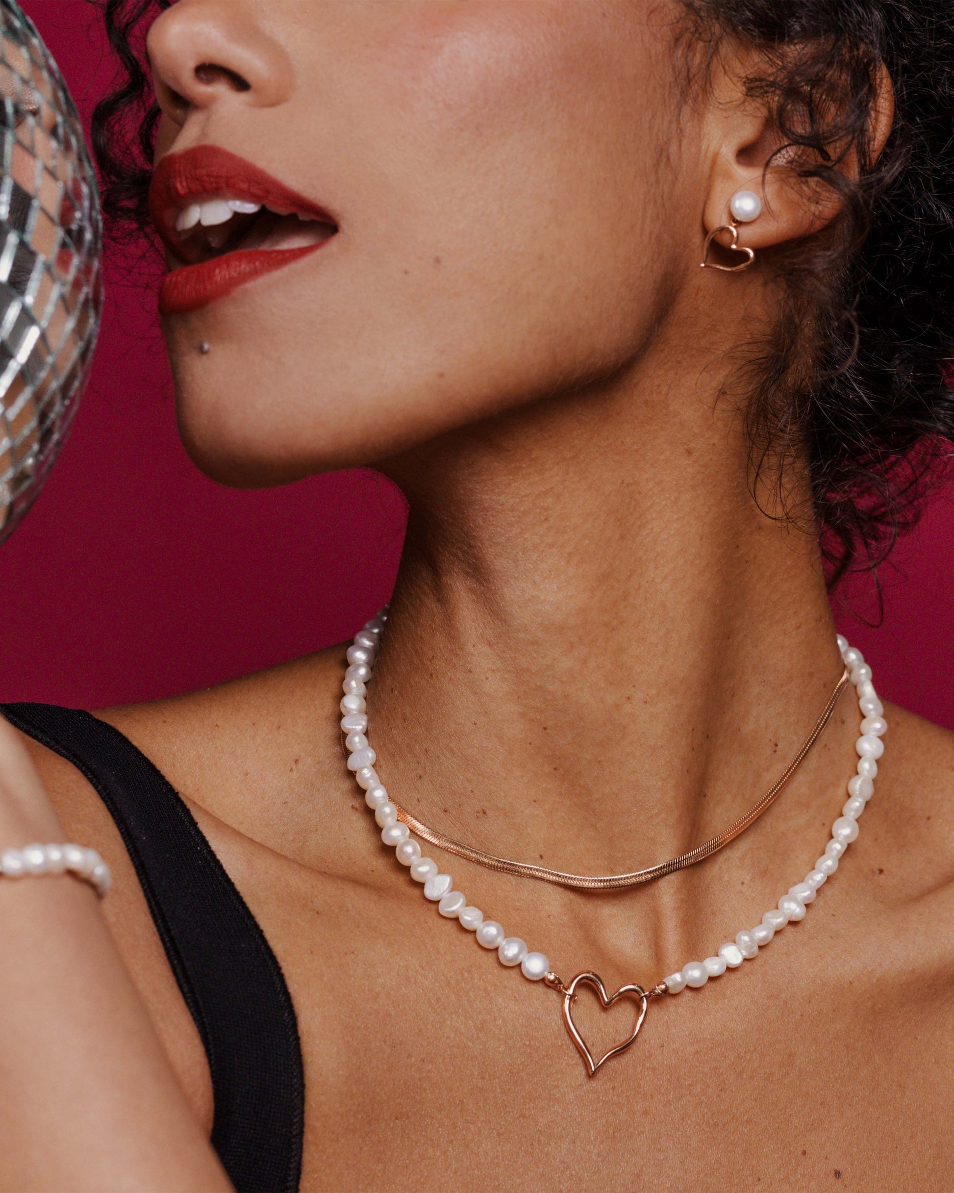 Melting Heart Pearl Necklace Roségold