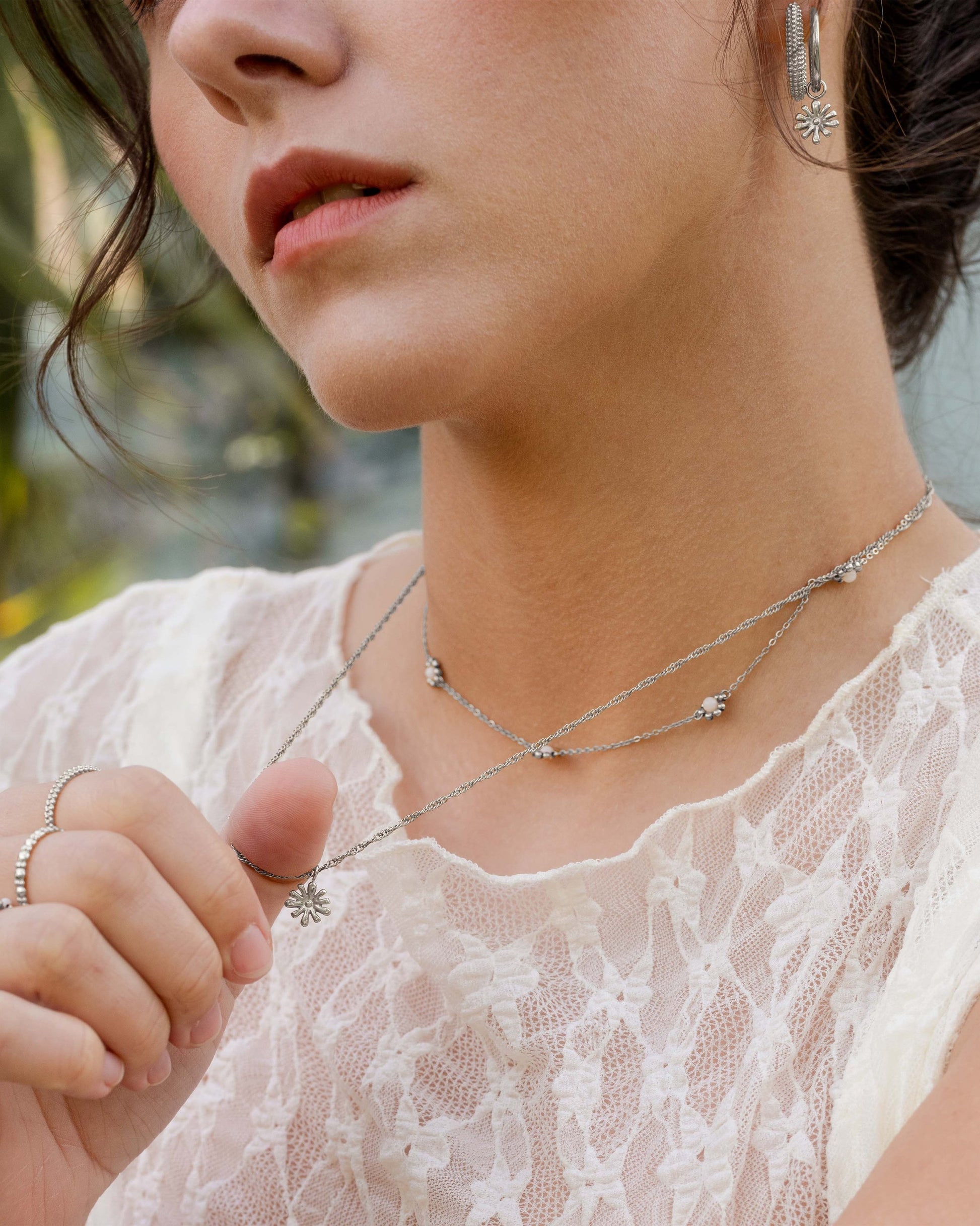 Flowery Necklace Silber