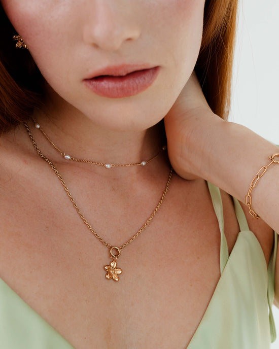 Blossom Rope Chain Necklace Set Roségold