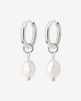 Chunky Pearl Hoop Set Small Silber