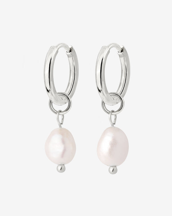 Chunky Pearl Hoop Set Small Silber
