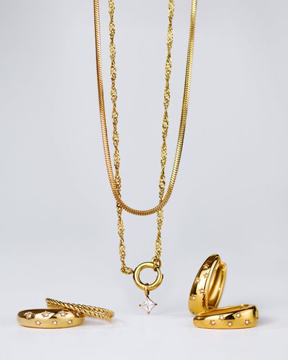 Squared Snake Chain Necklace Silber