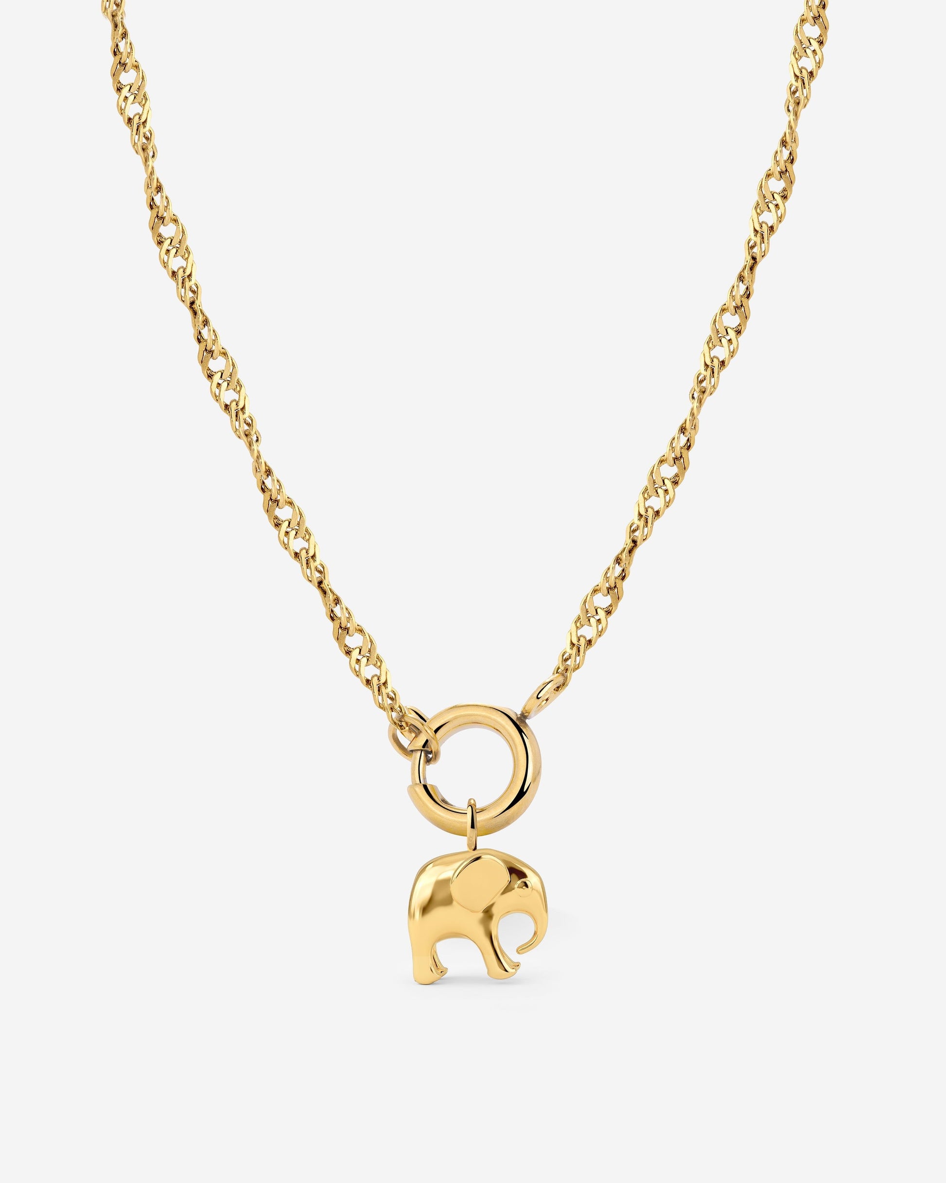 Elephant Singapore Chain Necklace Set Gold