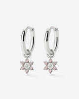 Pink Petal Hoop Set Small Silber