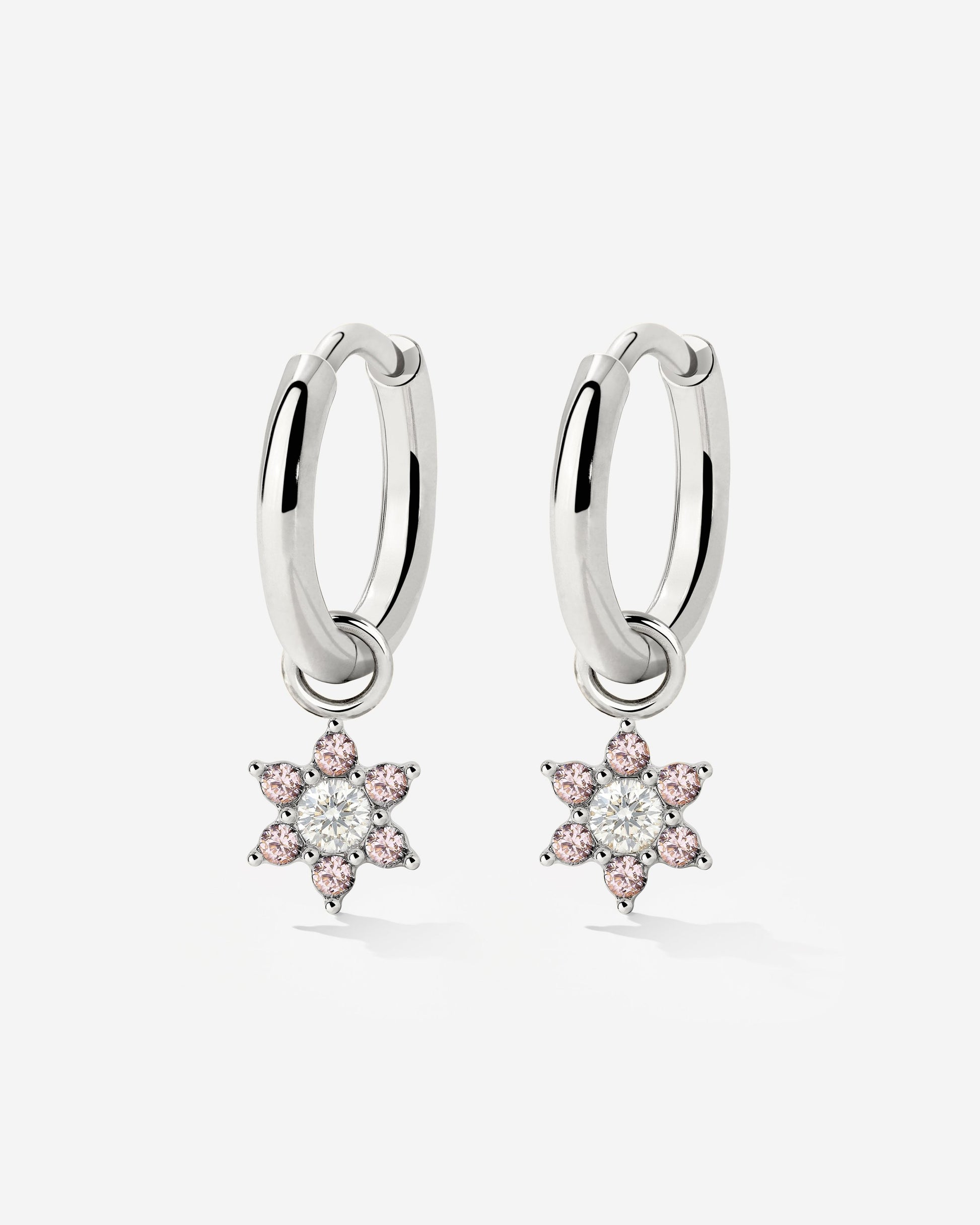 Pink Petal Hoop Set Small Silber