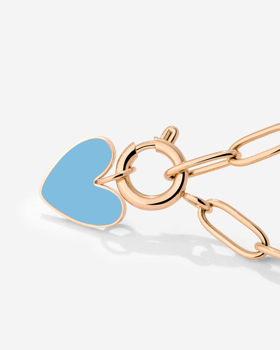 Blue Heart Oval Links Necklace Set Roségold