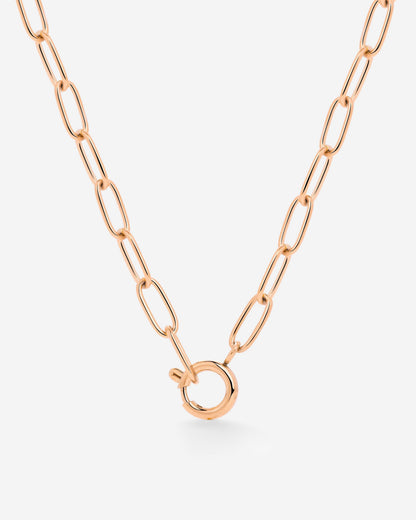 Oval Links Charm Necklace Roségold