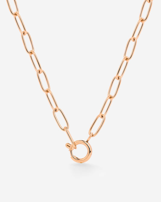Oval Links Charm Necklace Roségold