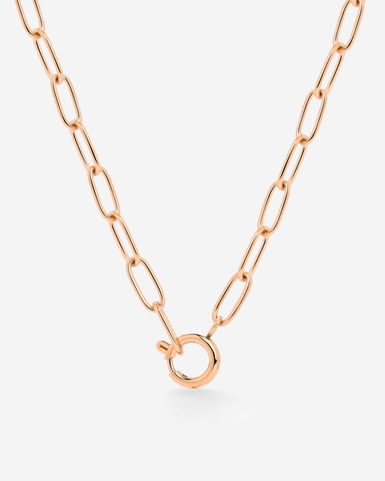 Oval Links Charm Necklace Roségold