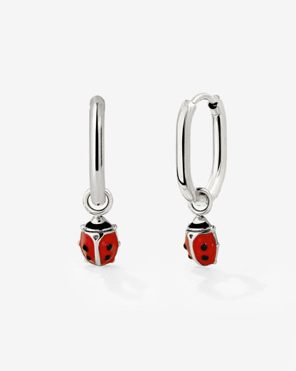 Ladybug Oval Hoop Set Baby Silber