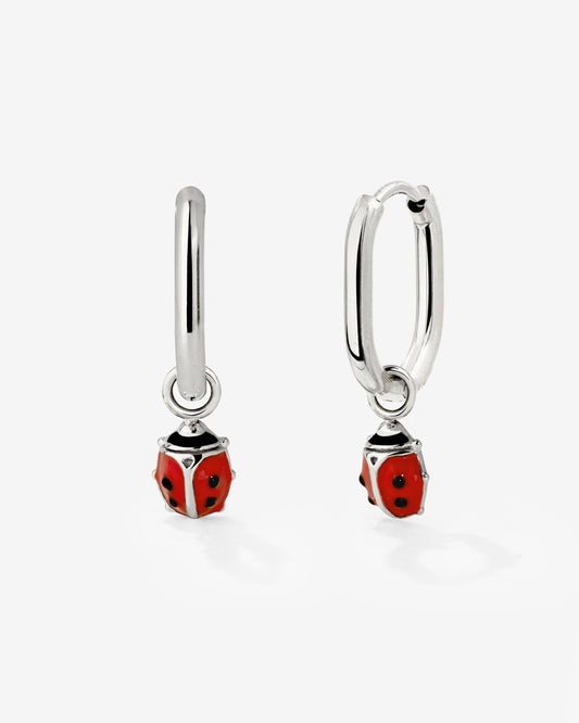 Ladybug Oval Hoop Set Baby Silber