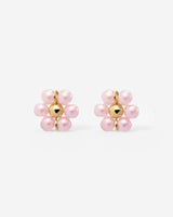 Pretty Pink Daisy Studs Gold