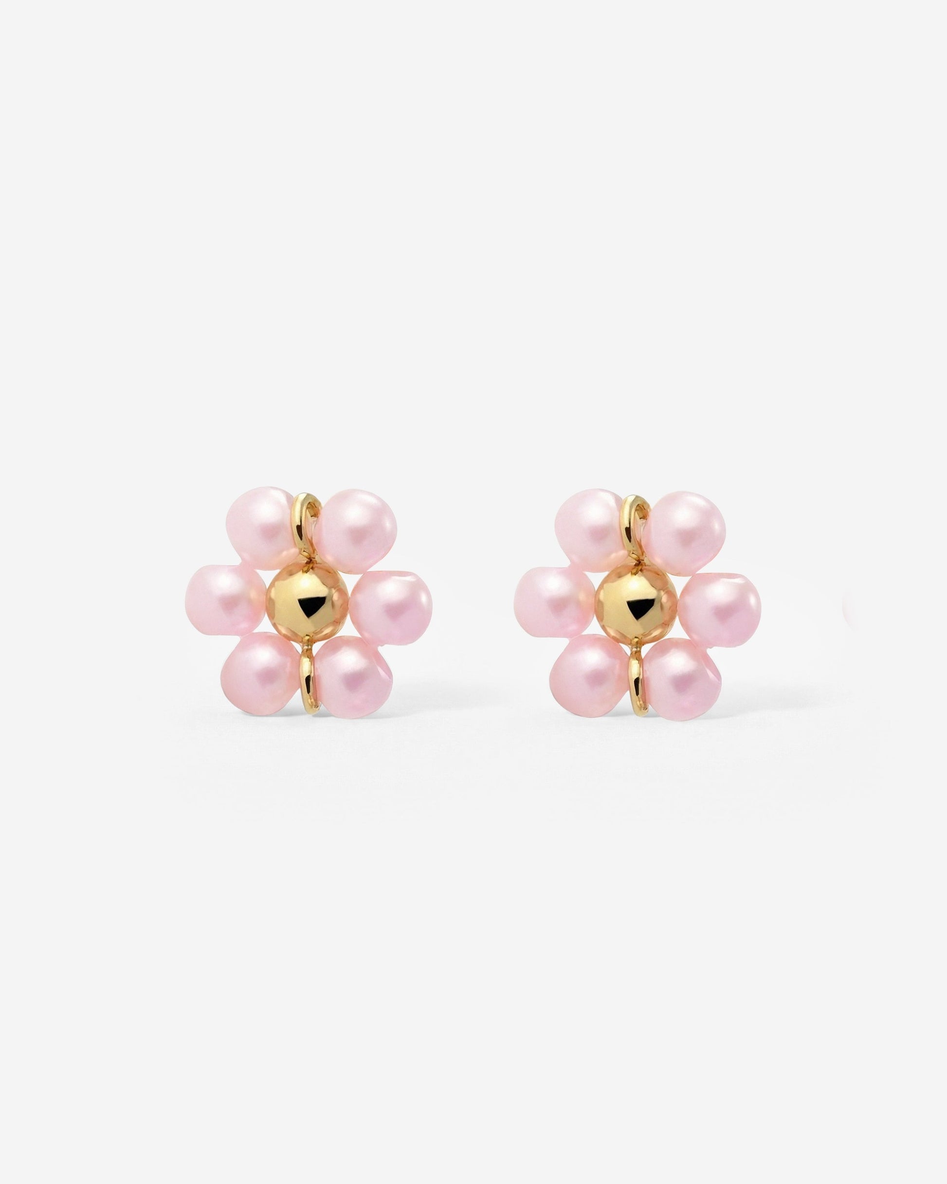 Pretty Pink Daisy Studs Gold