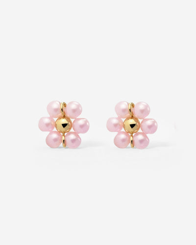 Pretty Pink Daisy Studs Gold