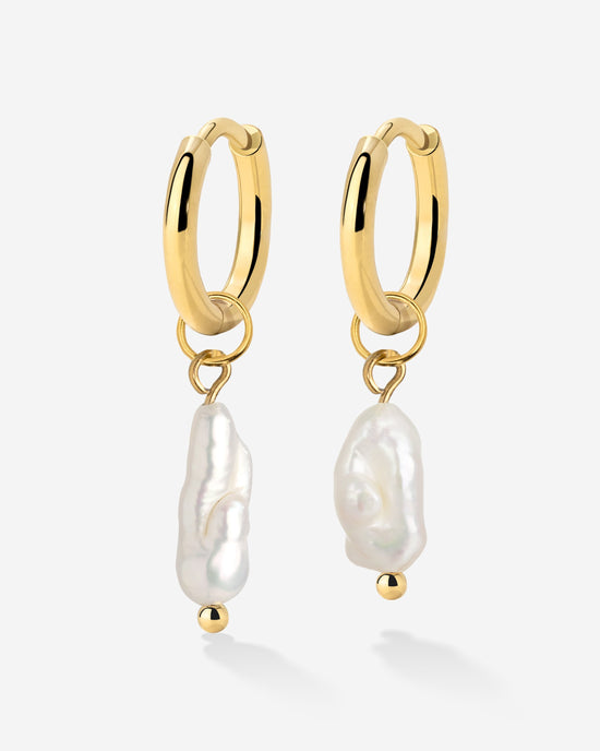 Lisas Power Pearl Hoop Set Gold