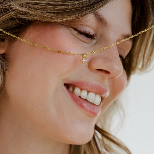 Sparkling Pink Petal Necklace Gold