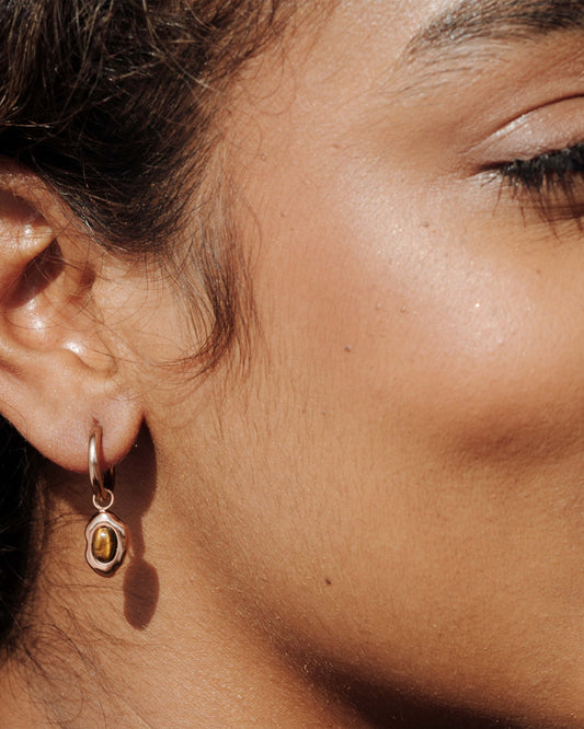 Tiger's Eye Hoop Set Small Roségold