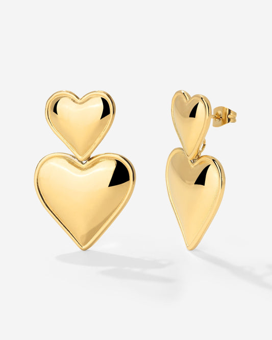Pillow Hearts Earrings Gold