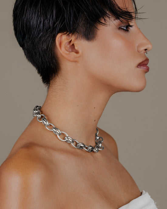 Chunky Twisted Links Necklace Silber