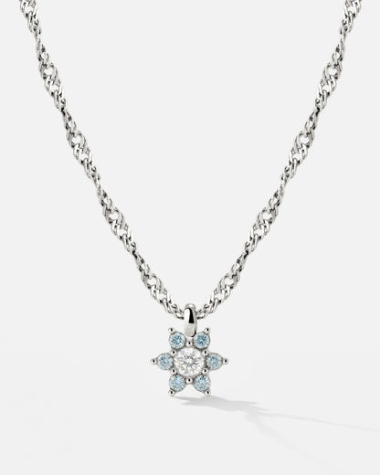 Sparkling Blue Petal Necklace Silber