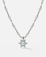 Sparkling Blue Petal Necklace Silber