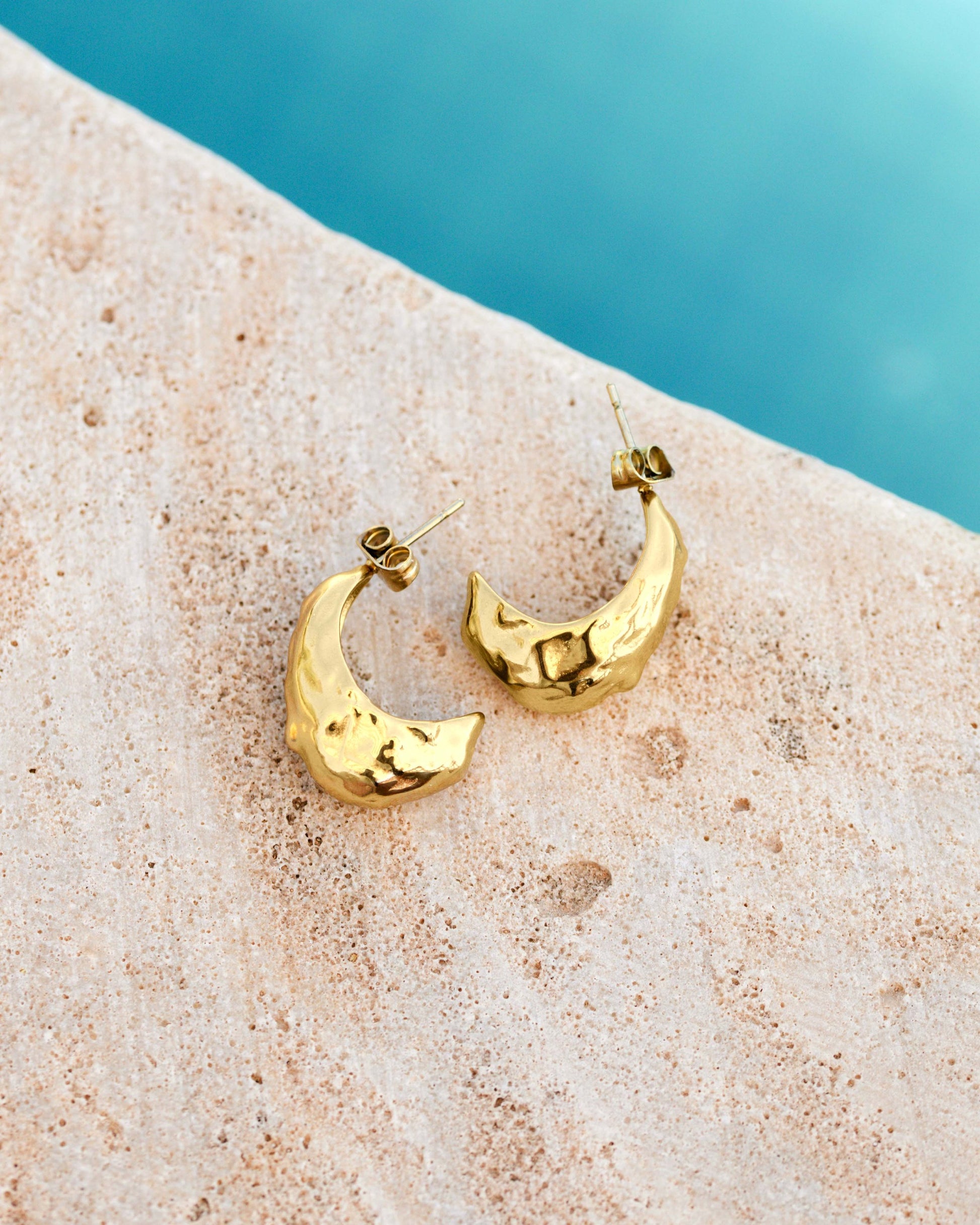 Hammered Huggie Studs