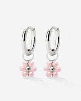 Pretty Pink Daisy Hoop Set Small Silber