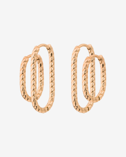 Oval Twisted Hoop Bundle Roségold