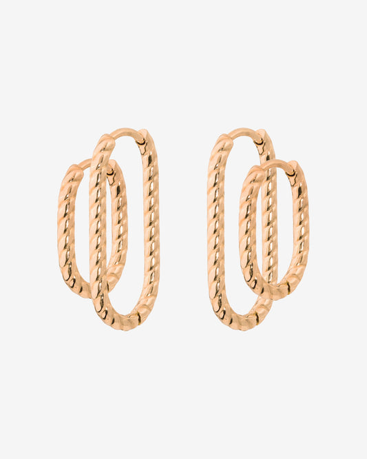 Oval Twisted Hoop Bundle Roségold