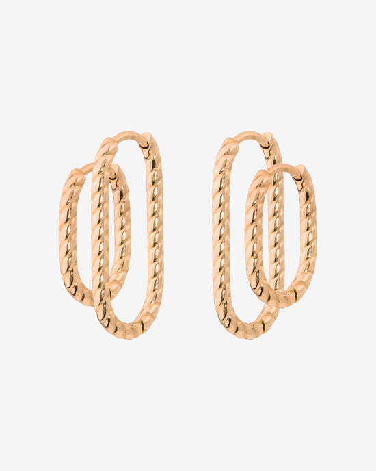 Oval Twisted Hoop Bundle Roségold