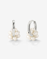 Pearl Cluster Hoops Silber