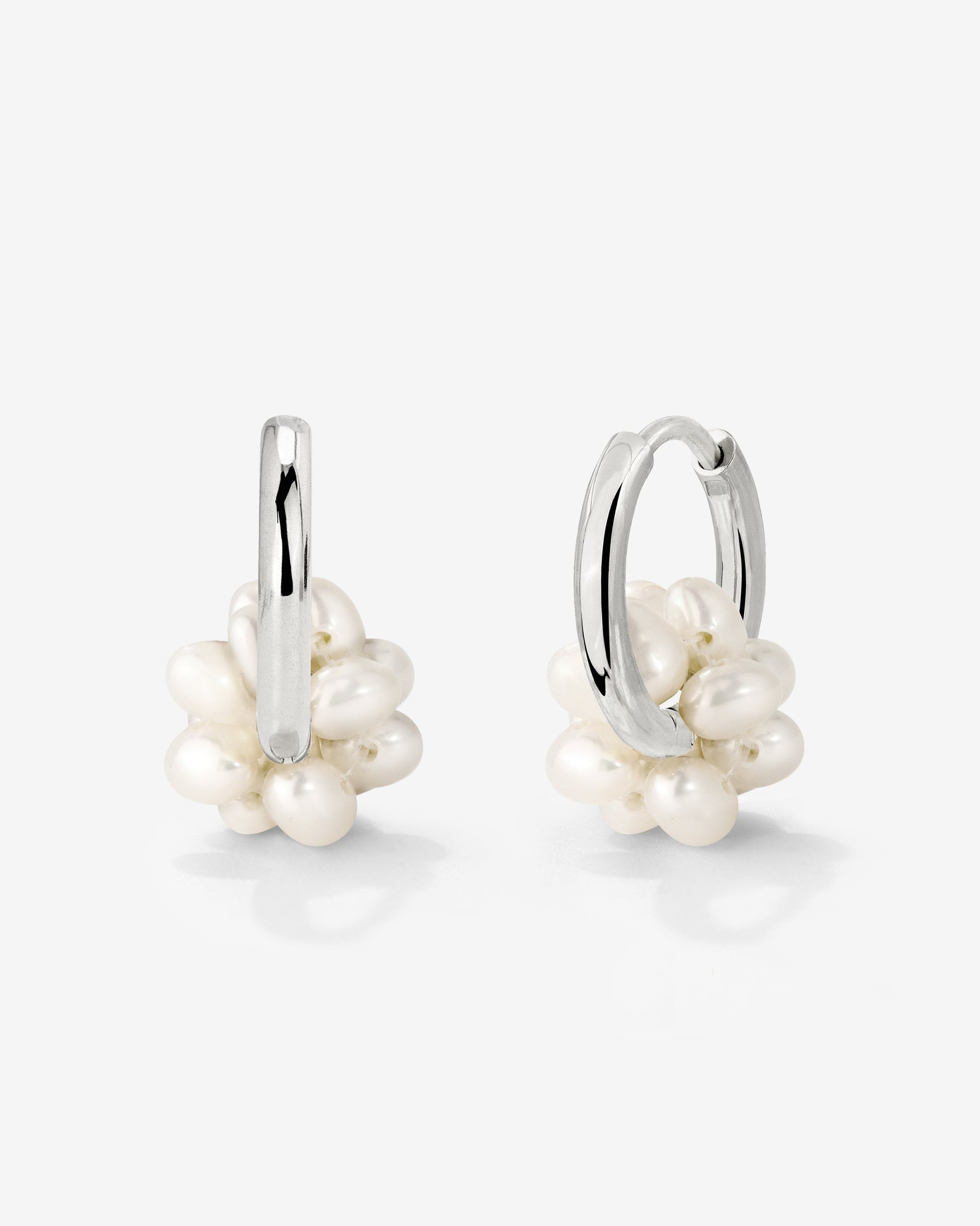 Pearl Cluster Hoops Silber