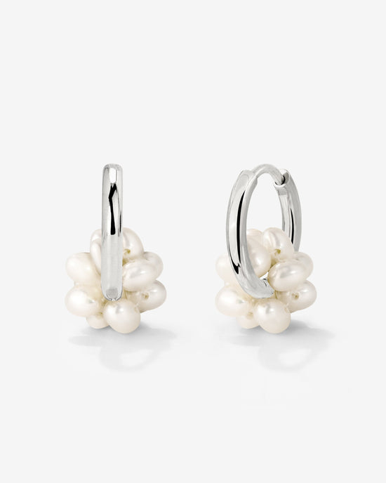Pearl Cluster Hoops Silber