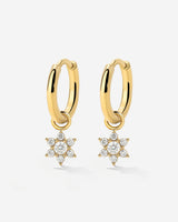 White Petal Hoop Set Small Gold