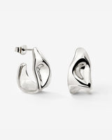 Liquid Shape Studs Light Silver