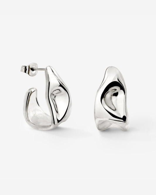 Liquid Shape Studs Light Silver