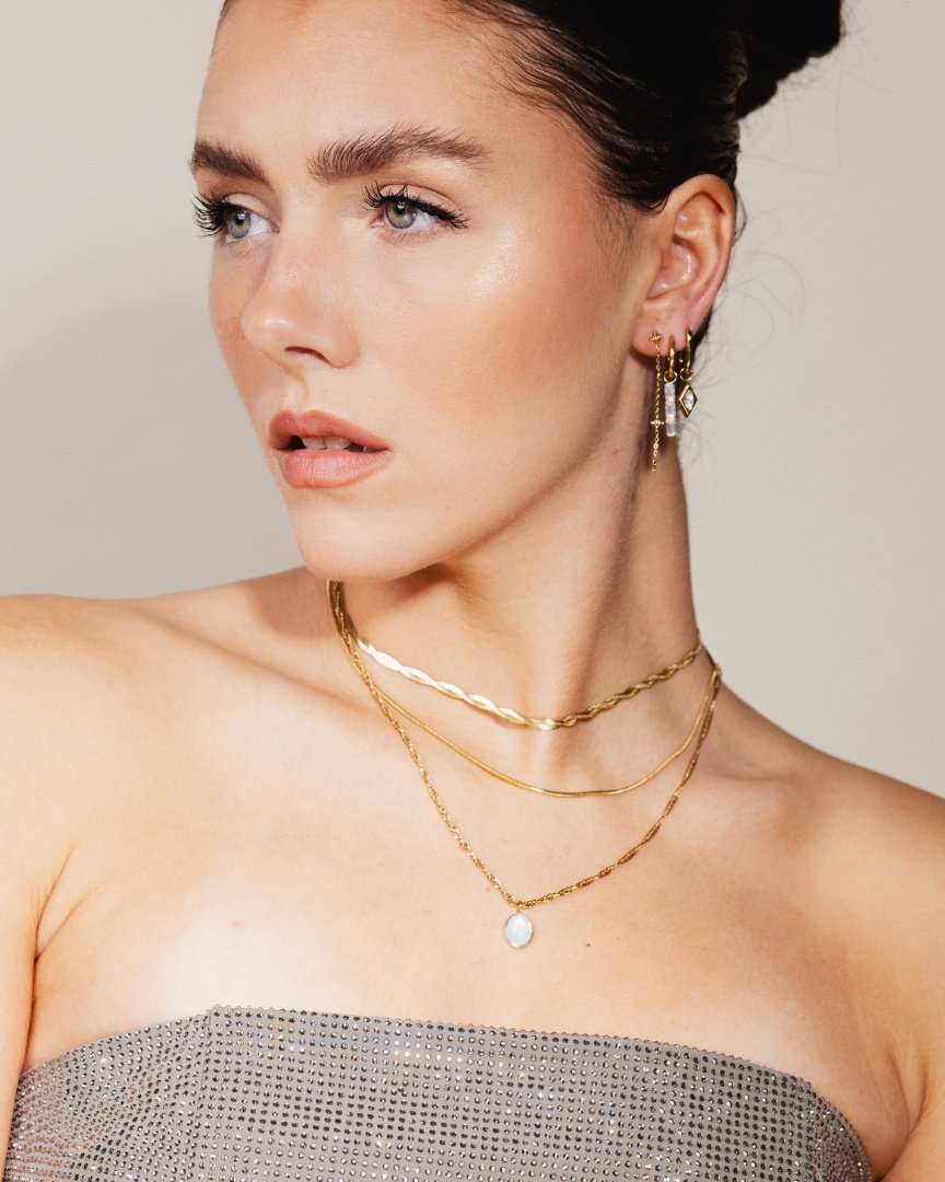 Round Snake Necklace Silber