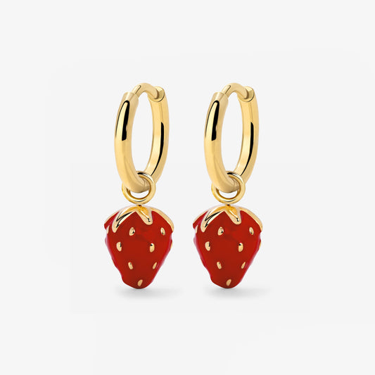 Strawberry Hoop Set Small Gold