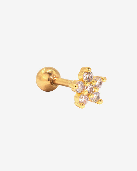 Radiant Flower Piercing Stud Gold
