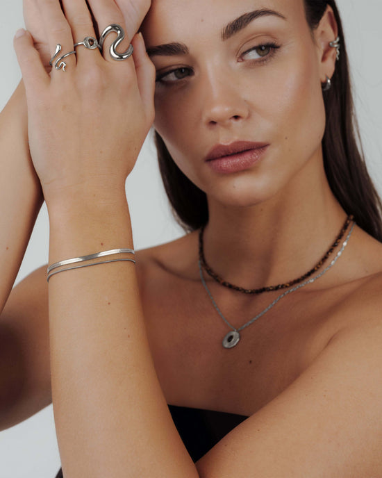 Snake Chain Double Bracelet Silber