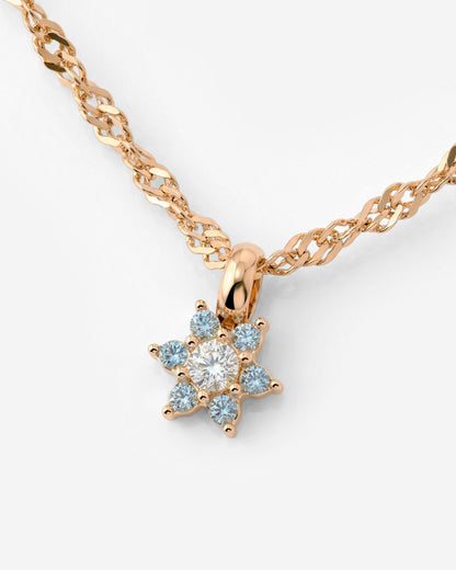 Sparkling Blue Petal Necklace Roségold