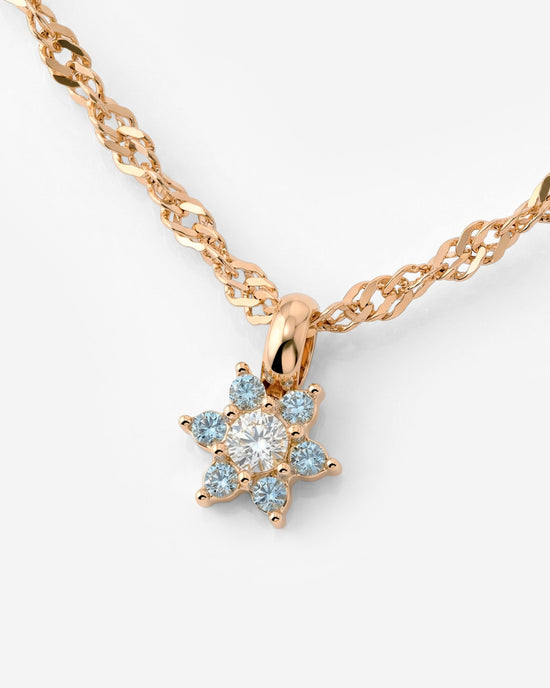 Sparkling Blue Petal Necklace Roségold